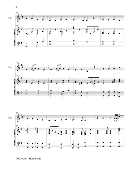 Ode To Joy French Horn Piano And Horn Part Joyful Joyful We Adore Thee Page 2