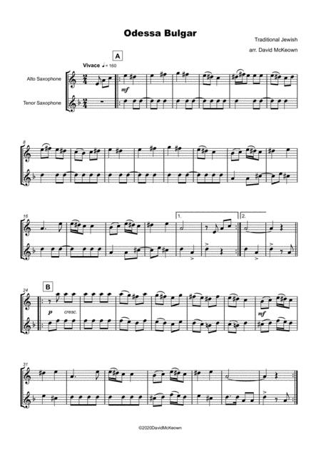 Odessa Bulgar For Alto And Tenor Saxophone Duet Page 2