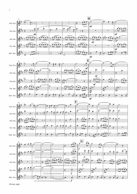 Oh Holy Night Cantique De Nol Christmas Song Saxophone Quintet Page 2