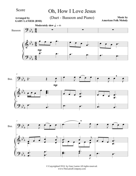 Oh How I Love Jesus Duet Bassoon Piano With Parts Page 2