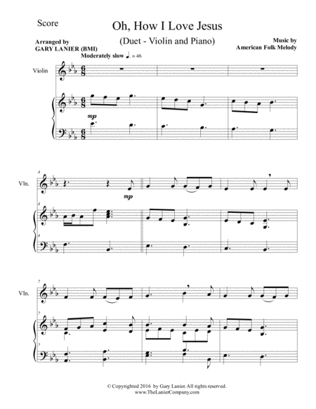 Oh How I Love Jesus Duet Violin Piano With Parts Page 2