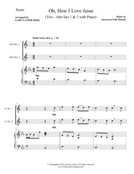 Oh How I Love Jesus Trio Alto Sax 1 2 With Piano Parts Included Page 2
