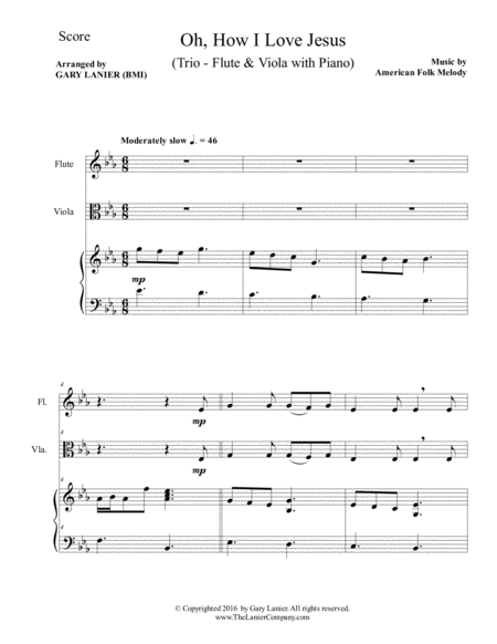 Oh How I Love Jesus Trio Flute Viola With Piano Parts Included Page 2