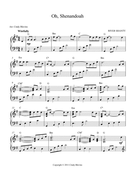 Oh Shenandoah Arranged For Lever Or Pedal Harp Page 2