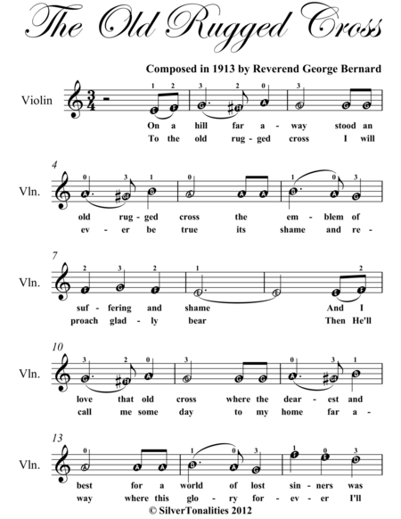 Old Rugged Cross Easy Violin Sheet Music Page 2