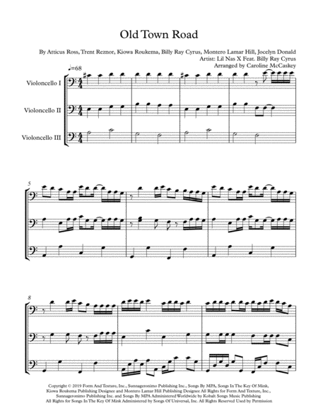 Old Town Road Remix For Intermediate Cello Trio Page 2