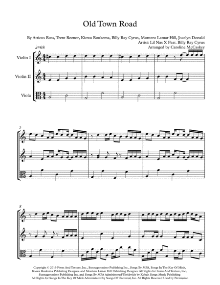 Old Town Road Remix For Intermediate String Trio Two Violins And Viola Page 2