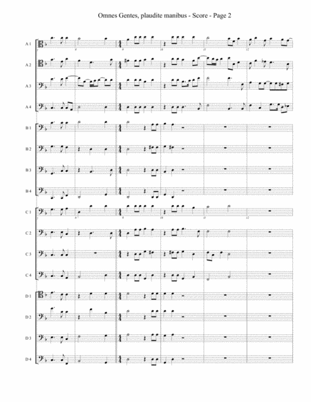 Omnes Gentes Plaudite Manibus For Trombone Or Low Brass Sedectet 16 Page 2