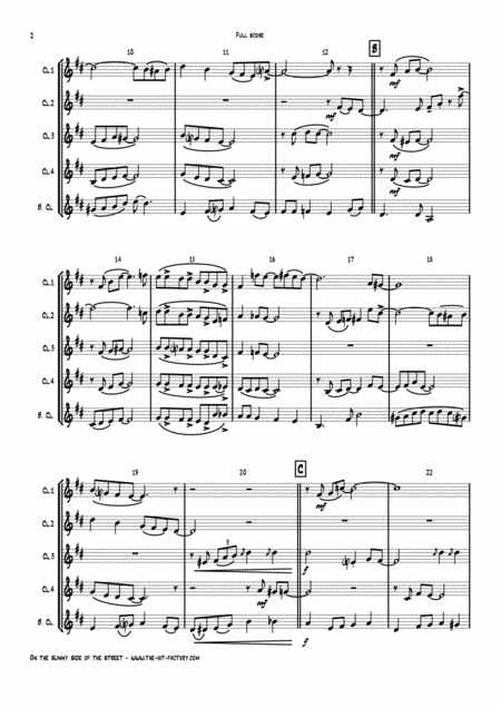 On The Sunny Side Of The Street Jazz Classic Clarinet Quintet Page 2