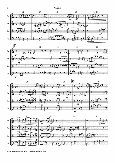 On The Sunny Side Of The Street Jazz Classic String Quartet Page 2