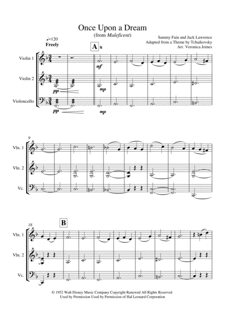 Once Upon A Dream For String Trio Violin 1 Violin 2 Cello Page 2