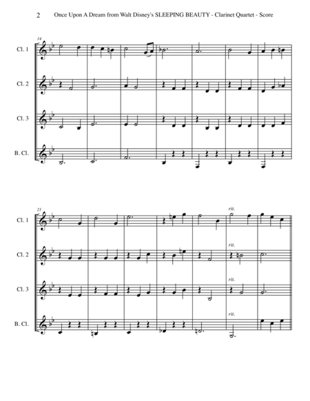 Once Upon A Dream From Walt Disneys Sleeping Beauty For Clarinet Quartet Page 2