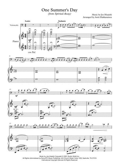 One Summers Day Cello Piano Page 2