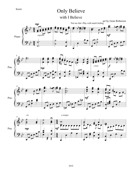 Only Believe Piano Solo Intermediate Advanced Page 2