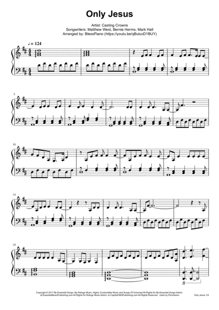 Only Jesus Piano Intermediate By Casting Crowns Page 2