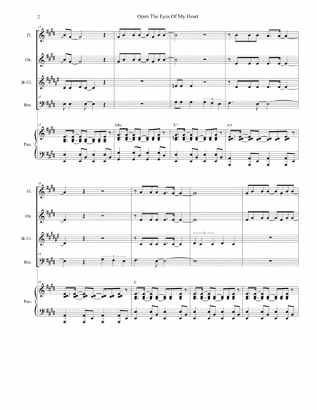 Open The Eyes Of My Heart For Woodwind Quartet And Piano Page 2