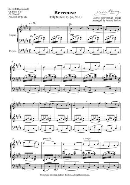 Organ Berceuse From Dolly Suite Op 56 No 1 Gabriel Faure Page 2