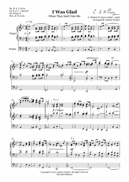 Organ I Was Glad When They Said Unto Me C Hubert H Parry Page 2