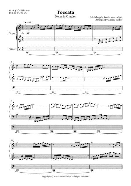 Organ Toccata In C Major No 14 Michelangelo Rossi Page 2