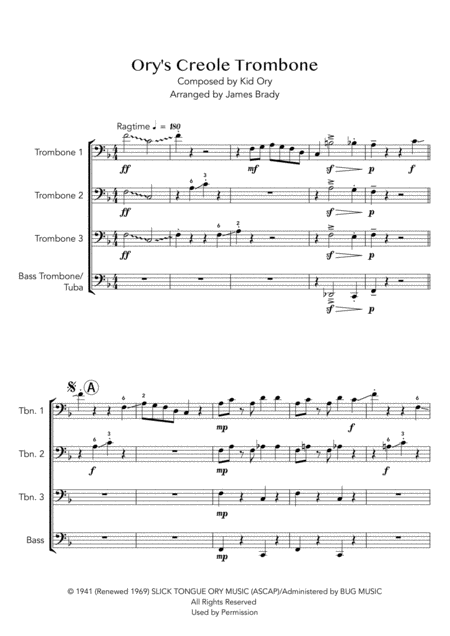 Orys Creole Trombone Easy Intermediate Arrangement For Trombone Quartet Page 2