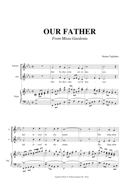 Our Father Tagliabue From Missa Gardenia For Sa Choir And Organ Page 2