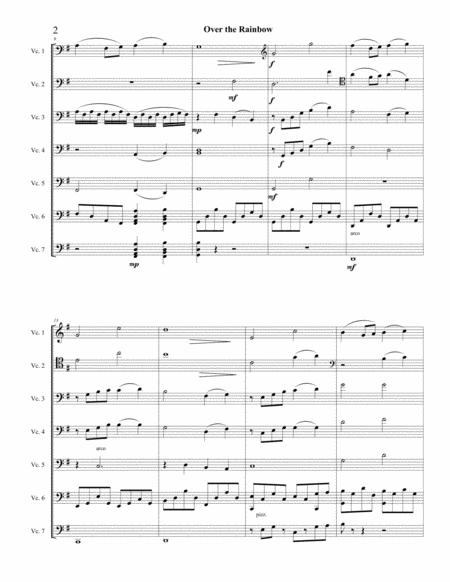 Over The Rainbow Arrangement For 7 Cellos Page 2