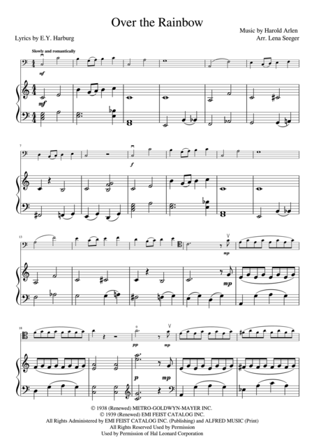 Over The Rainbow Cello And Piano Page 2