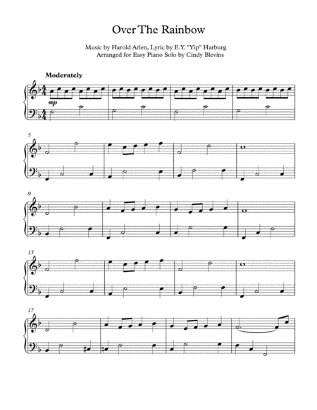 Over The Rainbow From The Wizard Of Oz An Easy Piano Solo Arrangement Page 2