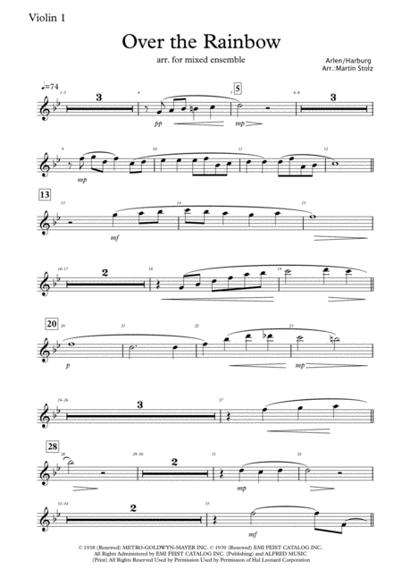 Over The Rainbow From The Wizard Of Oz Arranged For Mixed Ensemble Page 2