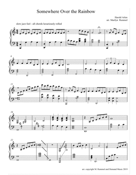 Over The Rainbow From The Wizard Of Oz Solo Harp Lever Or Pedal Page 2