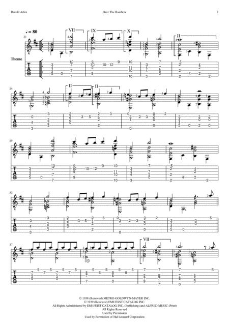 Over The Rainbow From The Wizard Of Oz Standard Notation And Tab Page 2