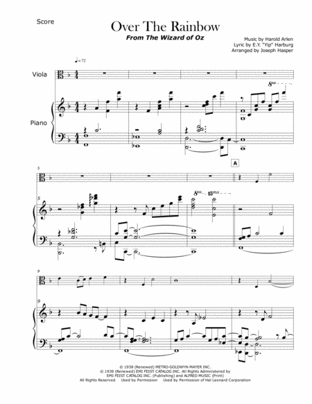 Over The Rainbow From The Wizard Of Oz Viola And Piano Page 2