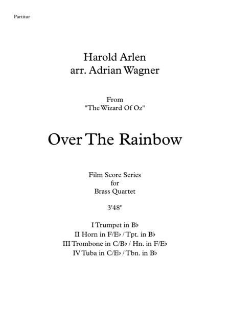 Over The Rainbow The Wizard Of Oz Harold Arlen Brass Quartet Arr Adrian Wagner Page 2