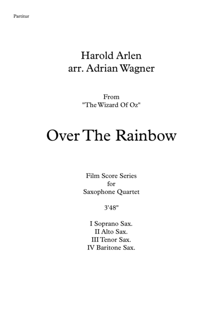 Over The Rainbow The Wizard Of Oz Harold Arlen Saxophone Quartet Satb Arr Adrian Wagner Page 2