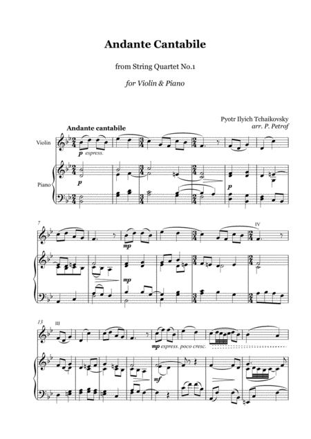 P I Tchaikovsky Andante Cantabile Violin And Piano Page 2