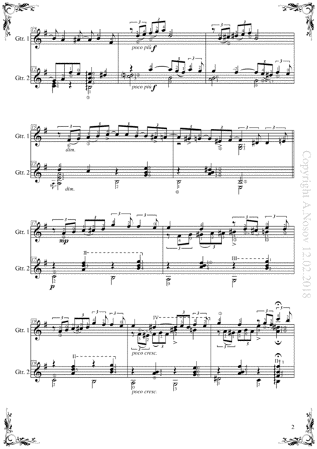 P Tchaikovsky The Seasons October Sheet Music For 2 Guitars Page 2