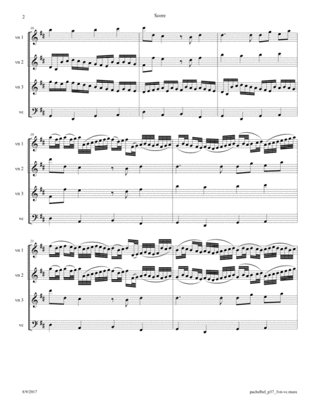 Pachelbel Canon In D Major Transcribed For 3 Violins And Cello Page 2