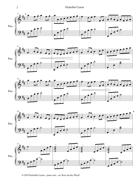 Pachelbel Canon Piano Solo Page 2