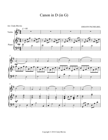 Pachelbels Canon Arranged For Piano And Violin Page 2