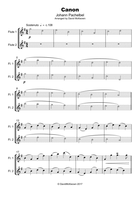 Pachelbels Canon Duet For Flute With Optional Bass Part Page 2