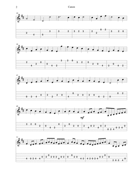 Pachelbels Canon In D For Easy Guitar With Tab Page 2