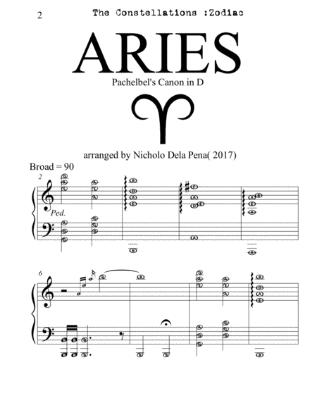 Pachelbels Canon In D The Constellations Zodiac For New Age Piano Page 2