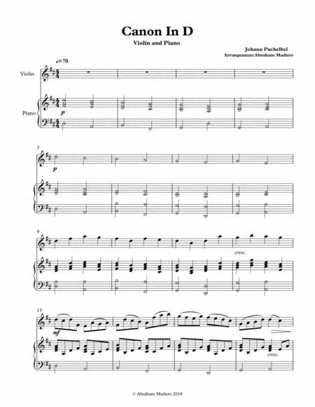 Pachelbels Canon In D Violin And Piano Page 2