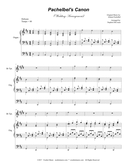 Pachelbels Canon Wedding Arrangement Bb Trumpet Solo With Organ Accompaniment Page 2