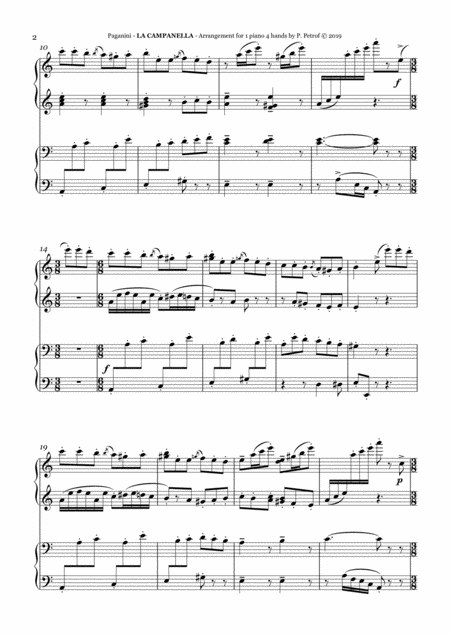 Paganini La Campanella 1 Piano 4 Hands Score And Parts Page 2