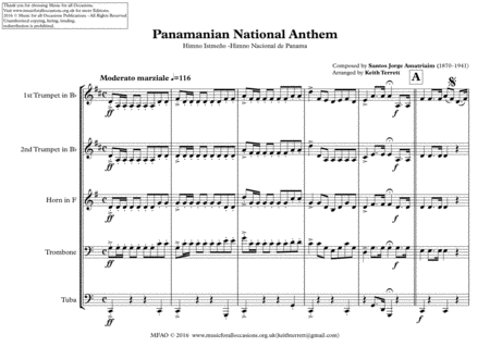 Panamanian Himno Istmeo Himno Nacional De Panama National Anthem For Brass Quintet Page 2