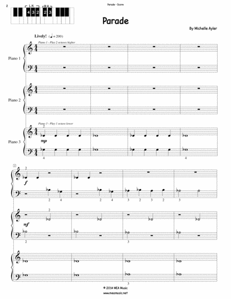 Parade 1 Piano 6 Hands Page 2