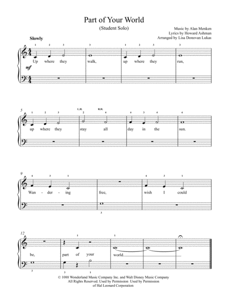 Part Of Your World Easy Piano Solo With Teacher Duet Page 2