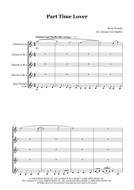 Part Time Lover For Clarinet Choir Page 2
