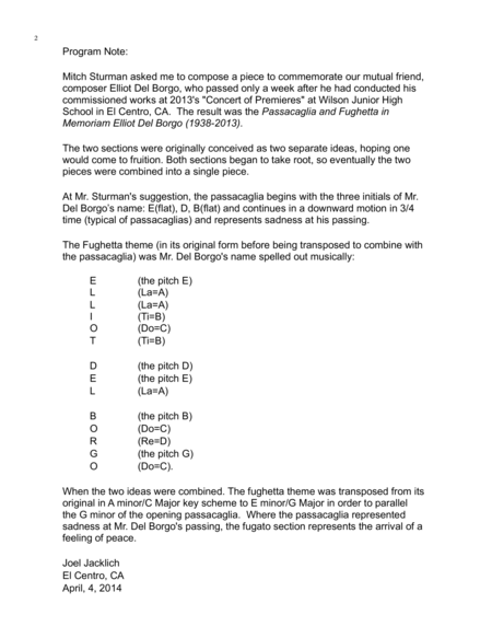 Passacaglia And Fughetta In Memoriam Elliot Del Borgo 1938 2013 Page 2